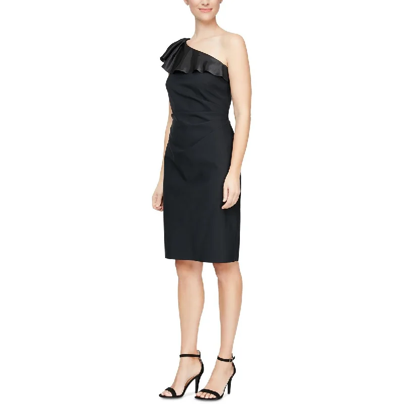 Alex & Eve Womens Ruffled Knee-Length Cocktail and Party Dress