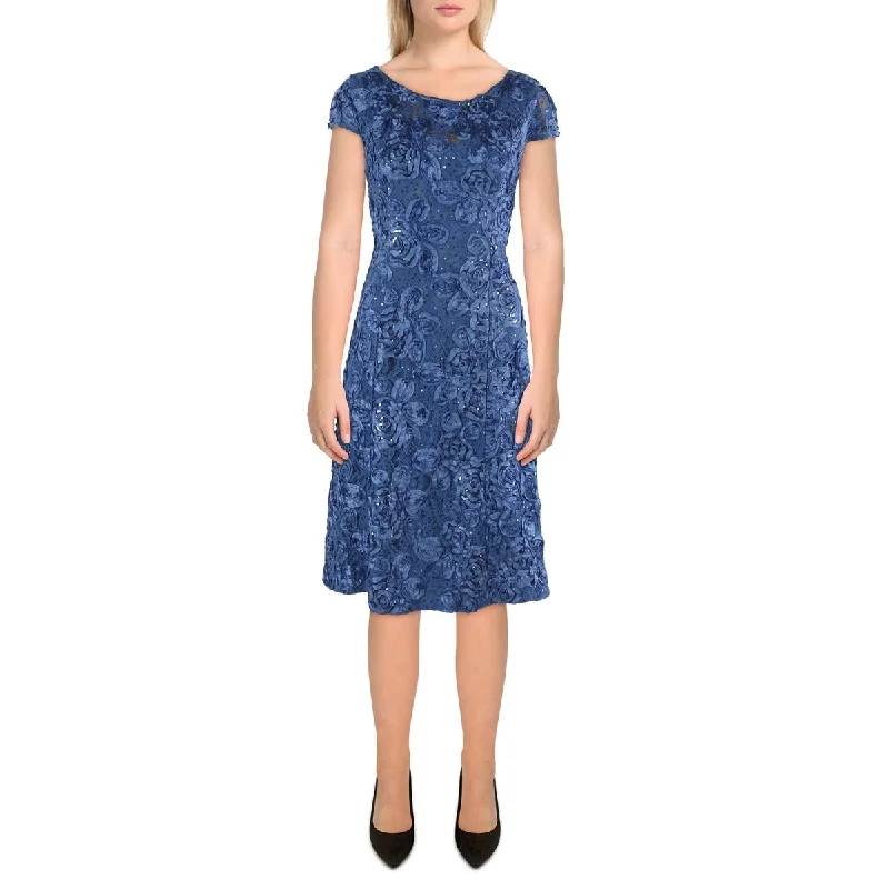 Alex Evenings Womens Petites Lace Sequined Cocktail And Party Dress