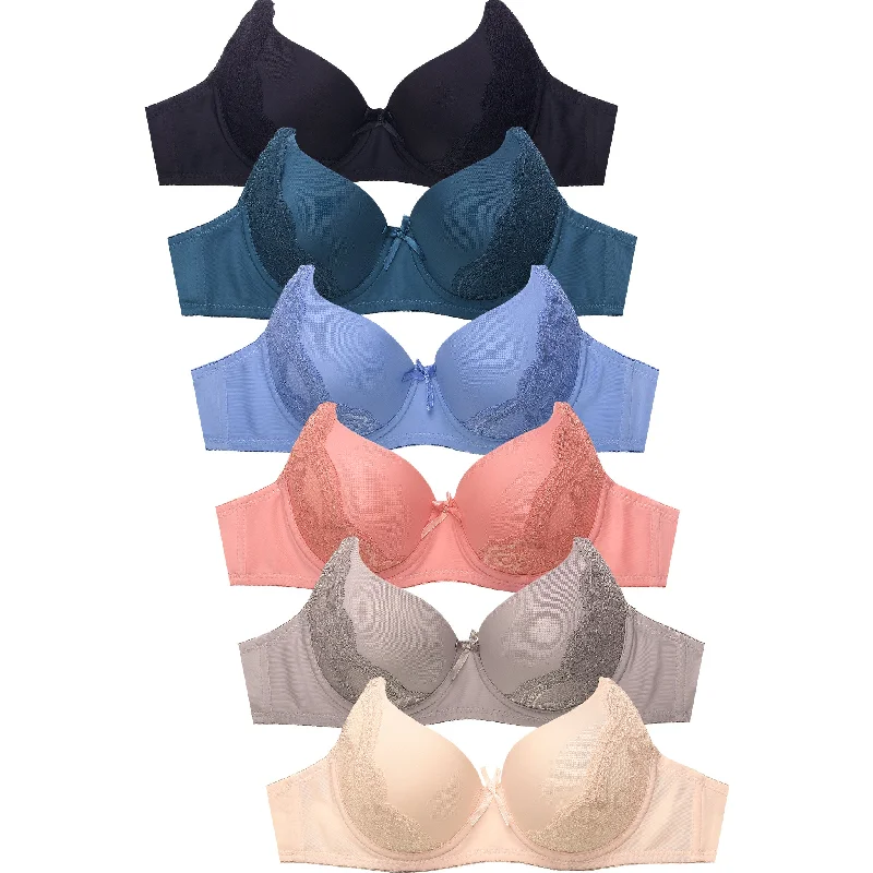 SOFRA LADIES PLAIN LACE D CUP BRA (BR4472PLDD)