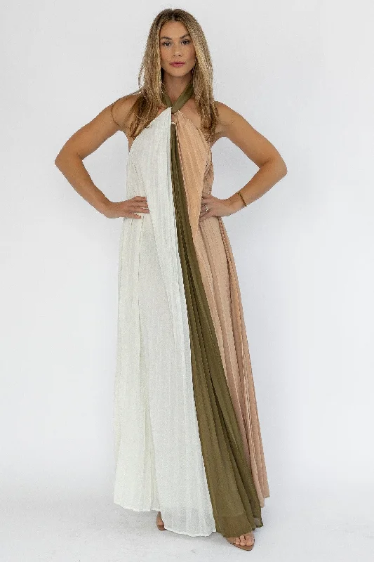 Sorin Olive Color Block Maxi Dress - Final Sale