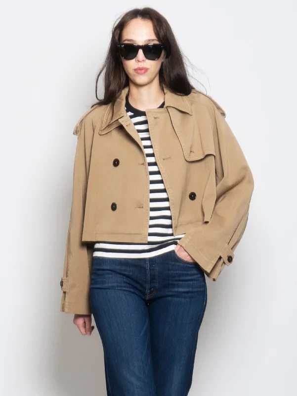 Giacca Corta Stile Trench Marrone