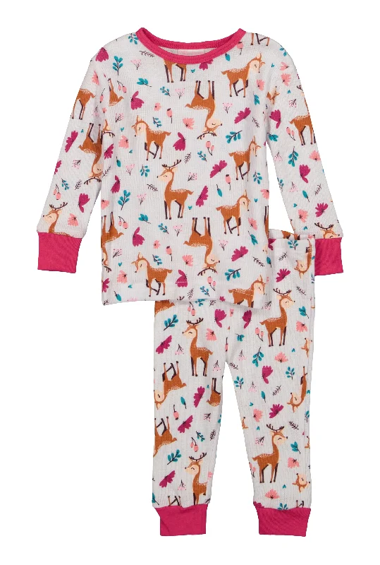 Baby Girls 12-24M Graphic Print Thermal Top and Pants Set