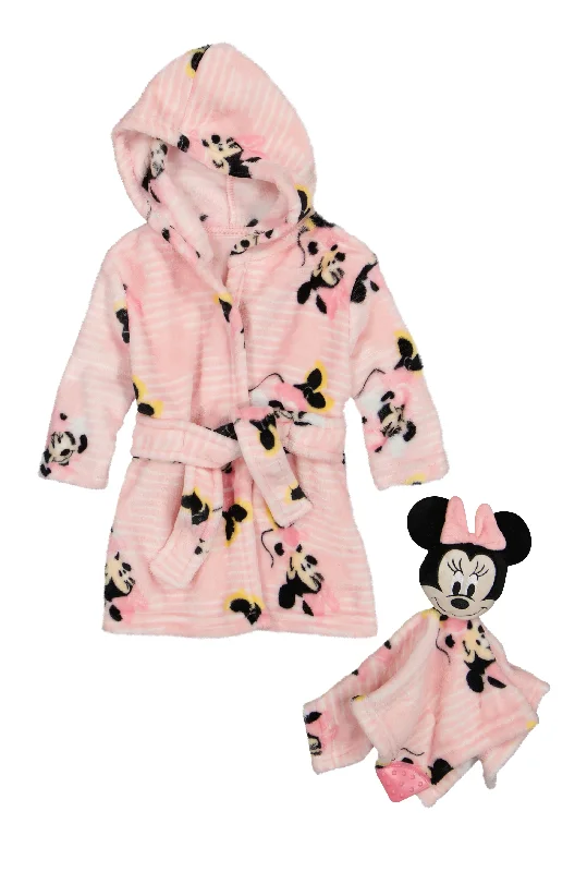 Baby Girls Minnie Mouse Bath Robe and Teething Lovey