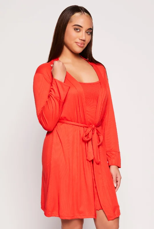 Ribbed Cami Nightgown with Robe