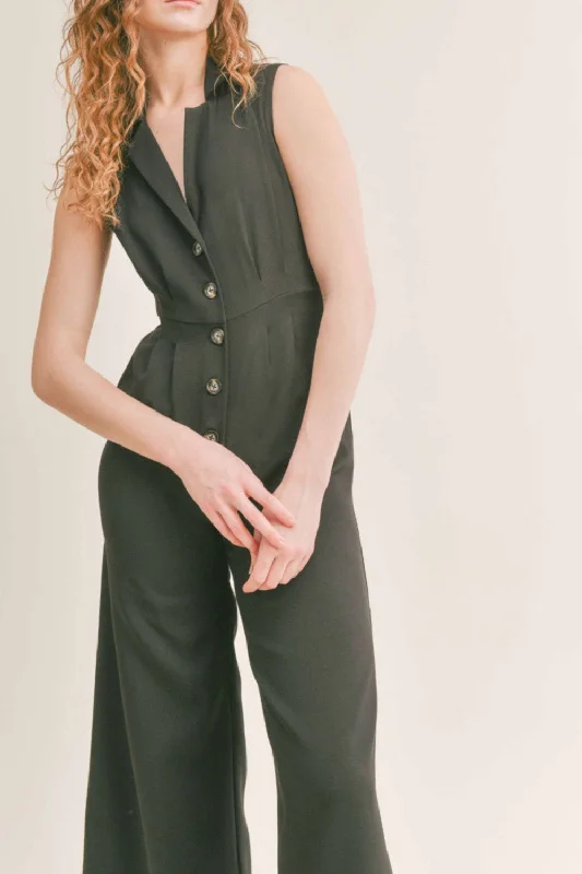 Sadie & Sage Coffee Date Jumpsuit in Black