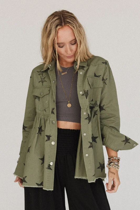 Made Of Stars Baby Doll Jacket - Olive