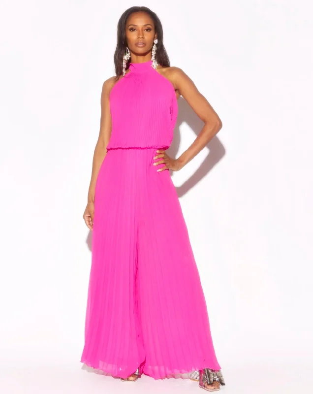 Wild Orchid Pleat Jumpsuit - Magenta