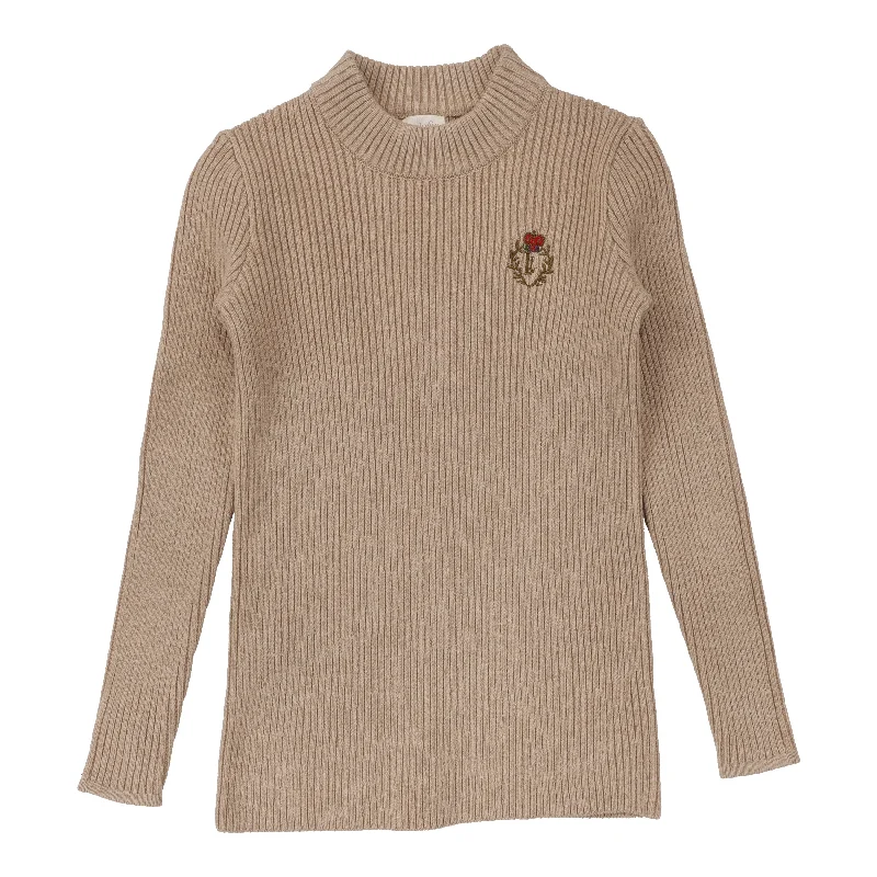 Analogie By Lil Legs Crest Knit Mockneck Oatmeal