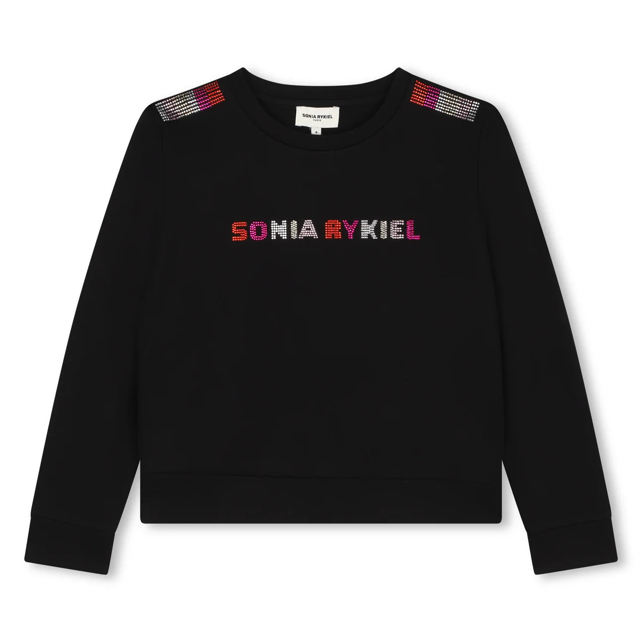 Sonia Rykiel Black Knit Sweatshirt Multi Rhinestones