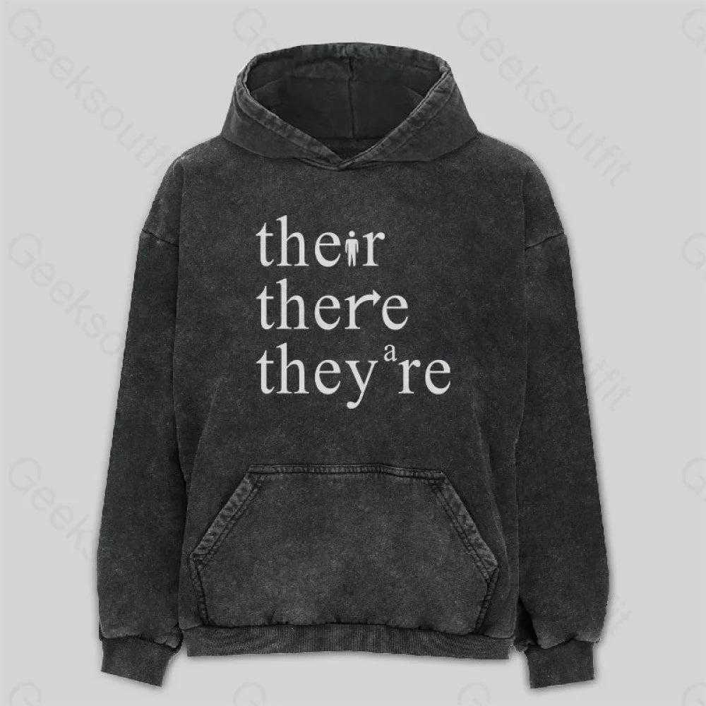 There Their They're Funny Grammar Washed Hoodie